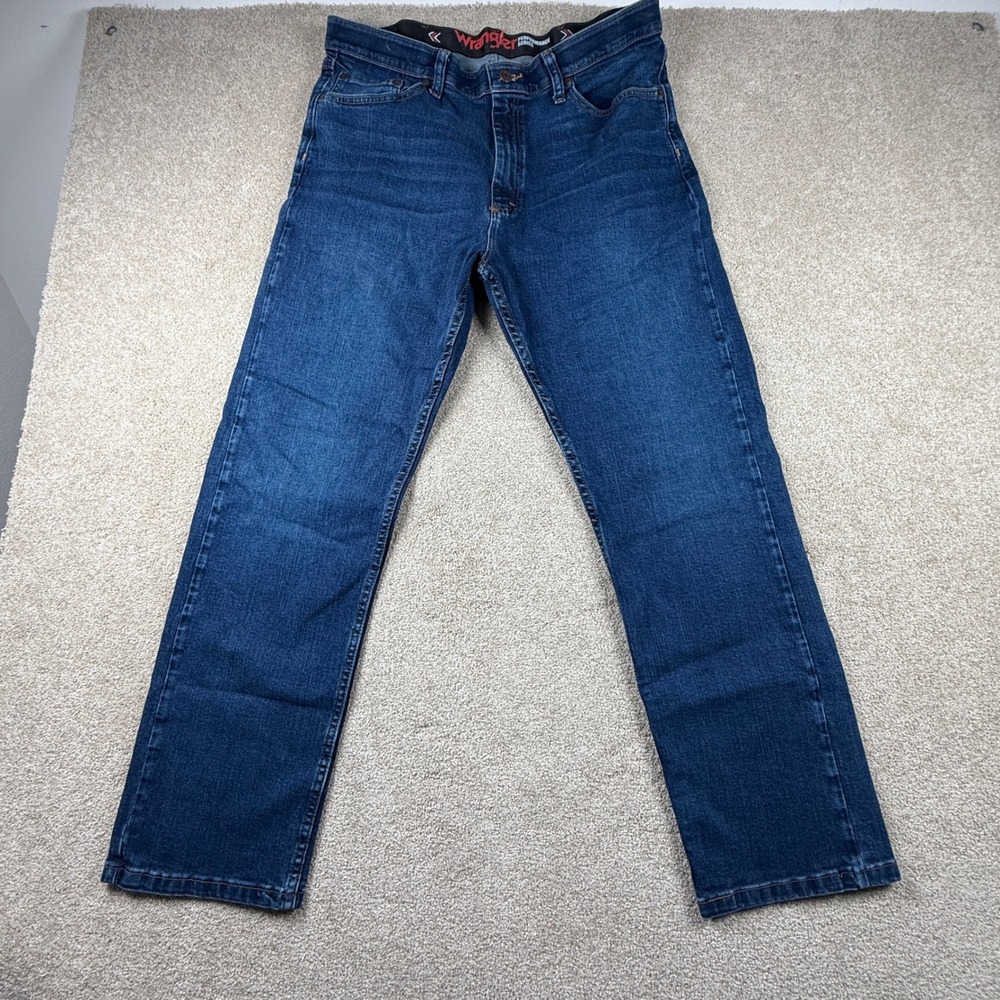 Wrangler Performance Series Mens 36x30 Straight Leg Flex Waist Jeans Dark Wash